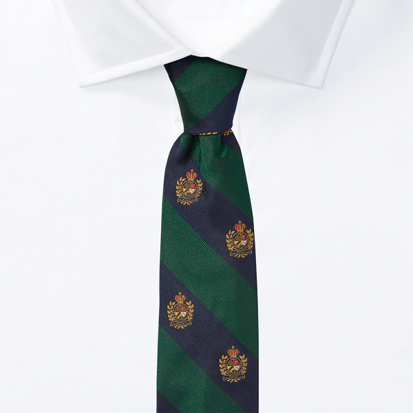 Green/Navy Silk Twill Narrow Club Tie Polo Ralph Lauren 2