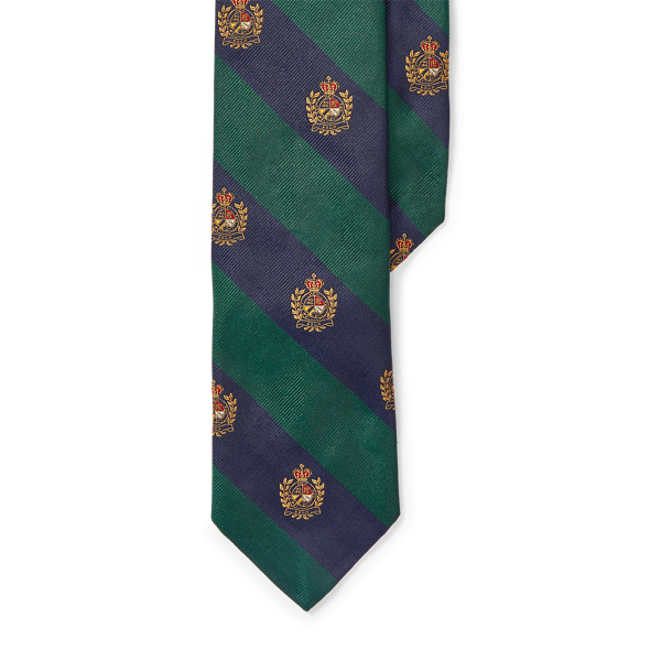 Green/Navy Silk Twill Narrow Club Tie Polo Ralph Lauren 4