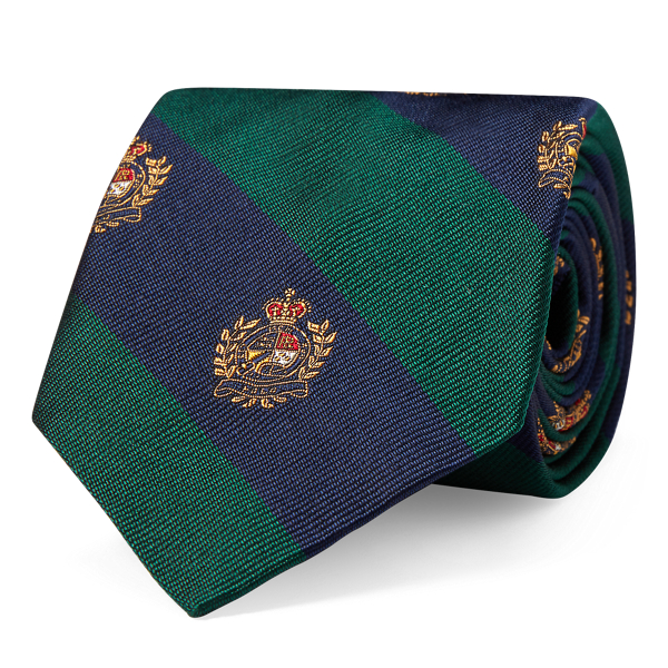 Green/Navy Silk Twill Narrow Club Tie Polo Ralph Lauren 1