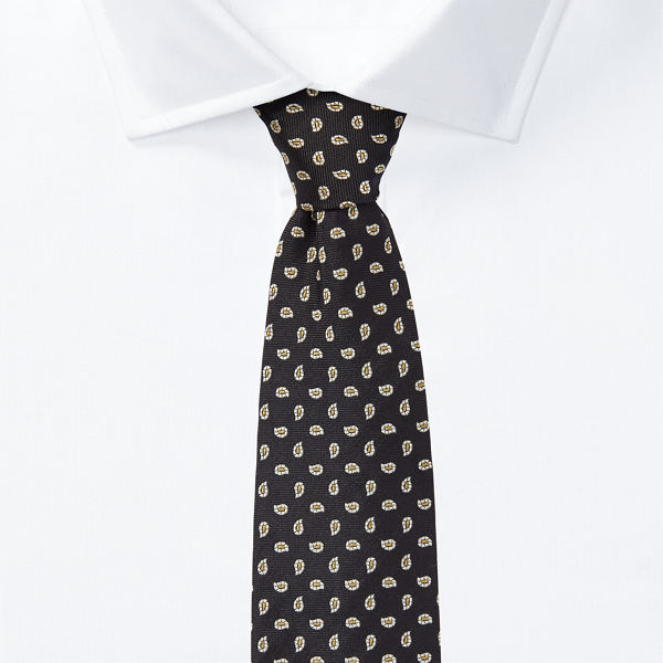 Navy Pine-Print Silk Narrow Tie Polo Ralph Lauren 2