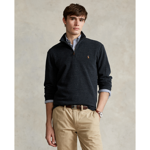 Black Marl Heather Estate-Rib Quarter-Zip Pullover Polo Ralph Lauren for fall 1
