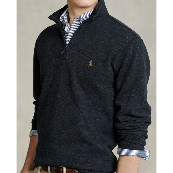 Black Marl Heather Estate-Rib Quarter-Zip Pullover Polo Ralph Lauren for fall 6