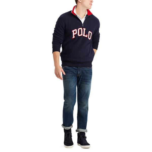 Aviator Navy Cotton-Blend-Fleece Pullover Polo Ralph Lauren 4