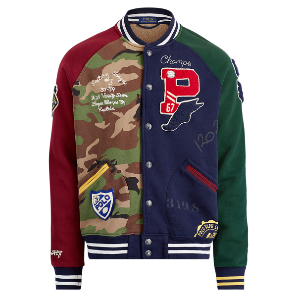 Ralph lauren patchwork baseball jacket on sale