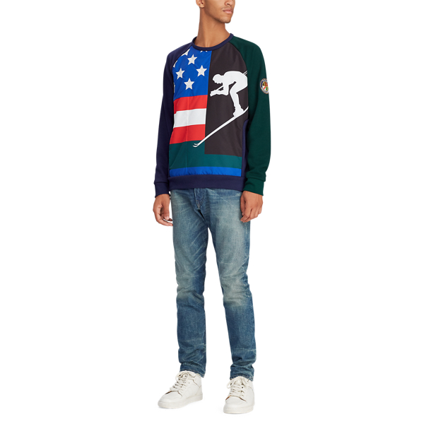Double-Knit Graphic Sweatshirt Polo Ralph Lauren in Newport Navy/Moss Agate 4