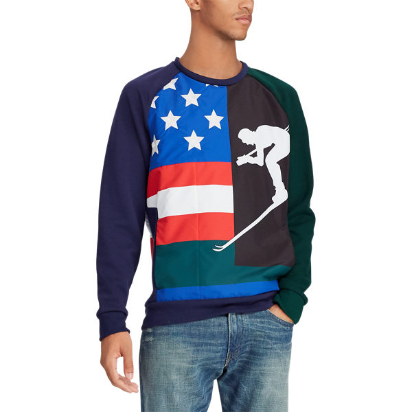 Double-Knit Graphic Sweatshirt Polo Ralph Lauren in Newport Navy/Moss Agate 5