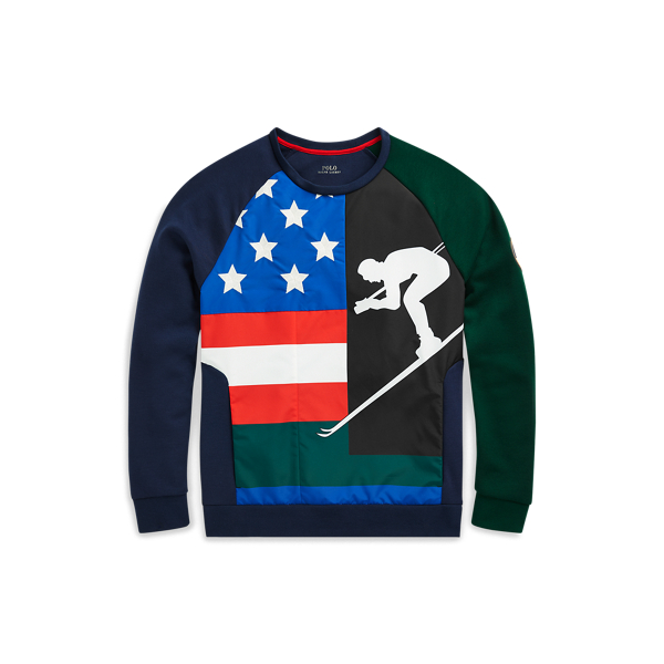 Double-Knit Graphic Sweatshirt Polo Ralph Lauren in Newport Navy/Moss Agate 2