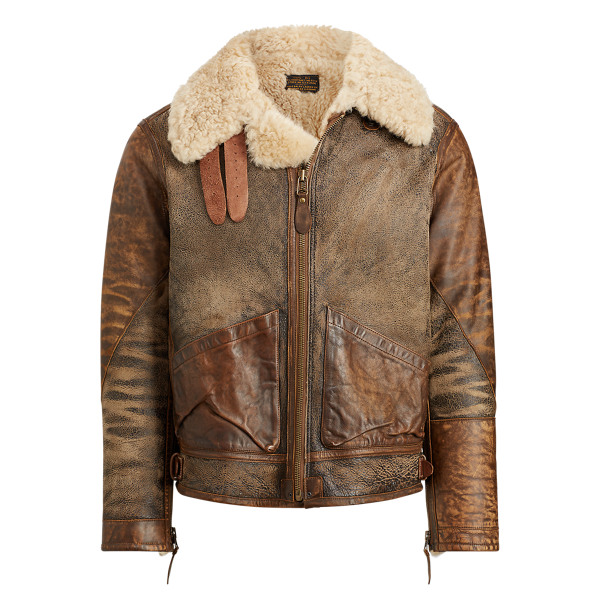 Ralph lauren shearling leather jacket online