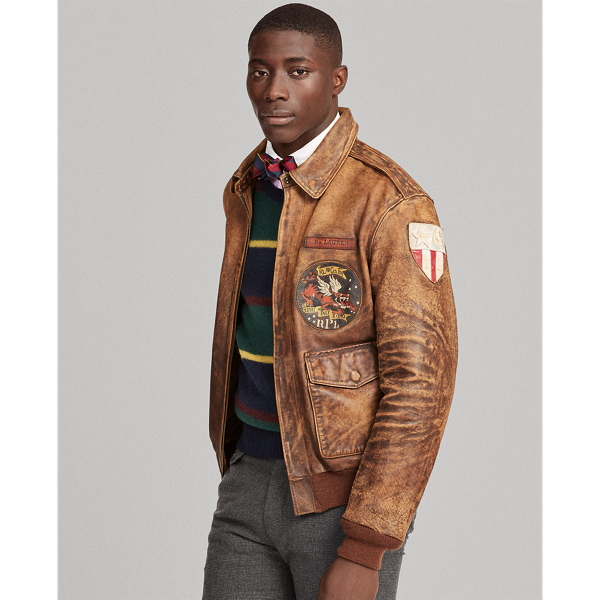 Leather jacket polo ralph lauren on sale