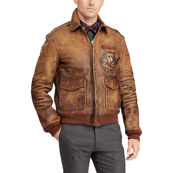 Ralph lauren leather bomber jacket mens hotsell