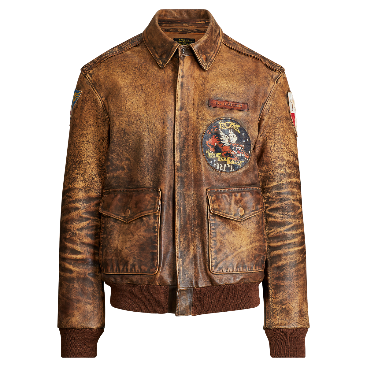 Ralph lauren leather bomber jacket mens on sale