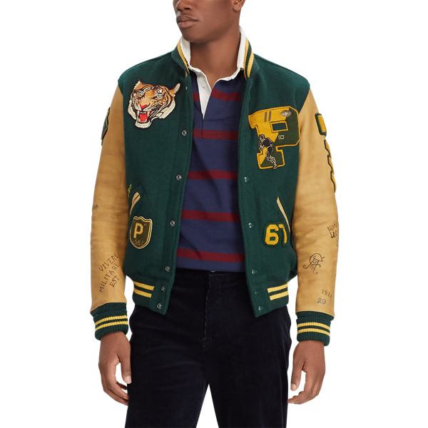 Wool Blend Letterman Jacket for Men Ralph Lauren CO