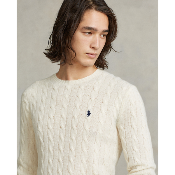 Andover Cream Cable-Knit Wool-Cashmere Sweater Polo Ralph Lauren 6
