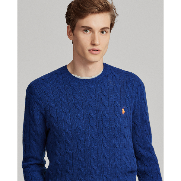 Soho Blue Cable-Knit Wool-Cashmere Sweater Polo Ralph Lauren 1