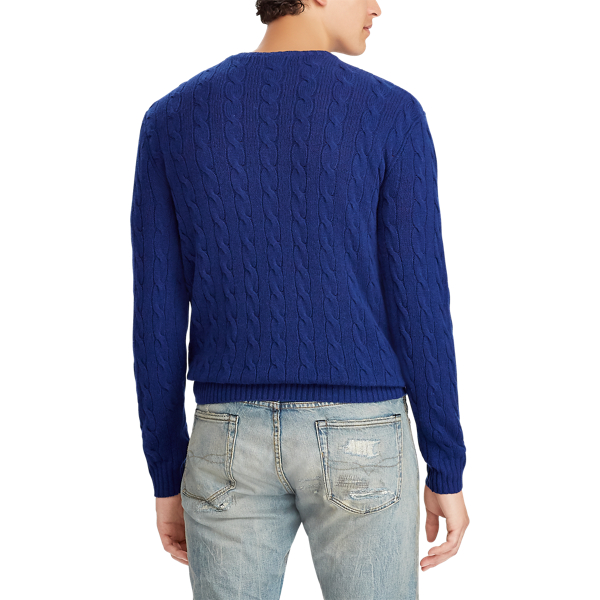 Soho Blue Cable-Knit Wool-Cashmere Sweater Polo Ralph Lauren 6