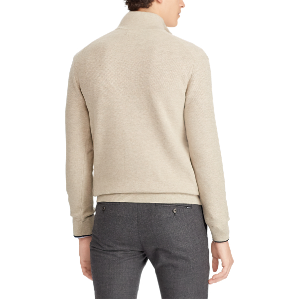 Oatmeal Heather Mesh-Knit Cotton Quarter-Zip Jumper Polo Ralph Lauren 6