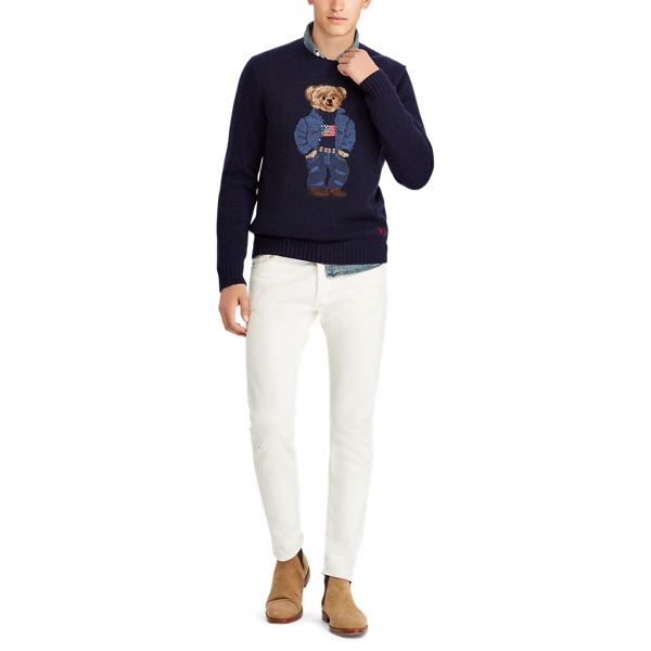 Navy Denim Bear Wool Sweater Polo Ralph Lauren 3