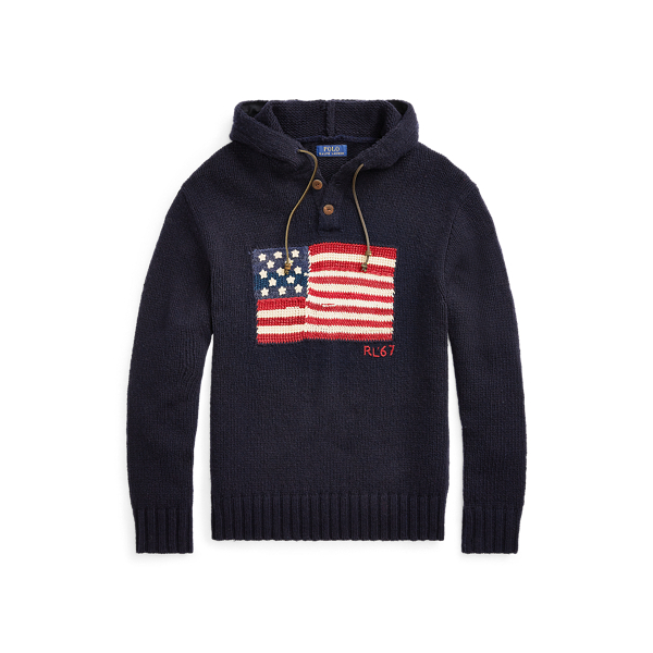 Flag Wool Blend Hooded Jumper for Men Ralph Lauren PA