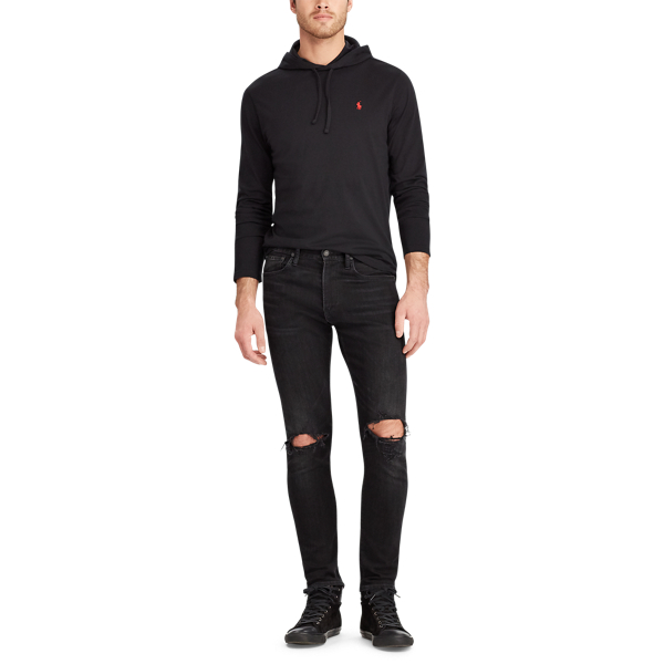 RL Black Cotton Jersey Hooded T-Shirt Big & Tall 4