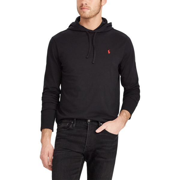 RL Black Cotton Jersey Hooded T-Shirt Big & Tall 5