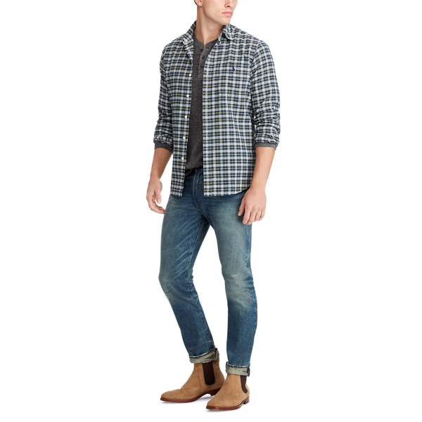 Hunter Green / Yellow Classic Fit Plaid Oxford Shirt Big & Tall 2