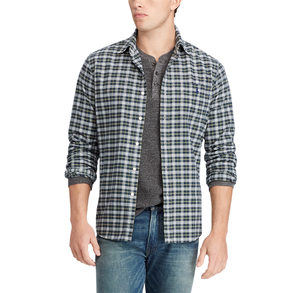 Hunter Green / Yellow Classic Fit Plaid Oxford Shirt Big & Tall 3