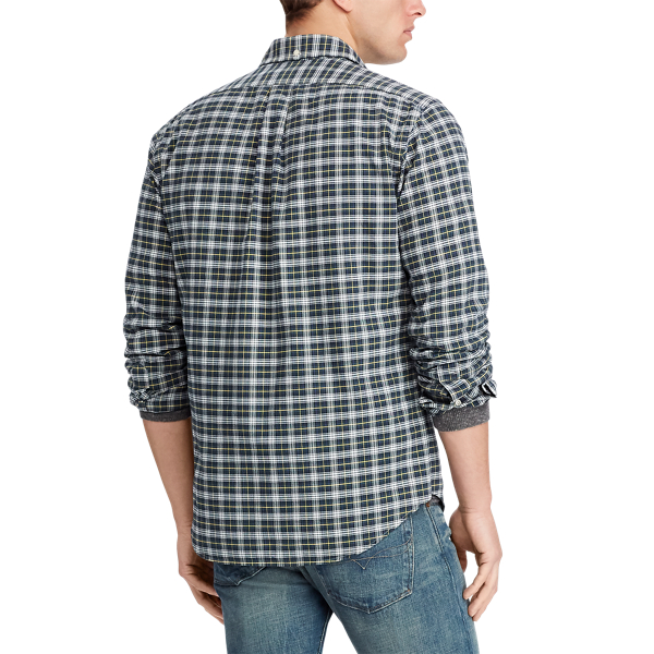 Hunter Green / Yellow Classic Fit Plaid Oxford Shirt Big & Tall 4