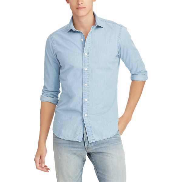Classic-Fit Chambray-Hemd Polo Ralph Lauren in Light Indigo 5