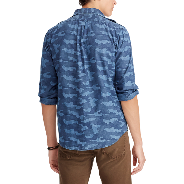 Classic Fit Chambray Workshirt Polo Ralph Lauren in Indigo Camo 6