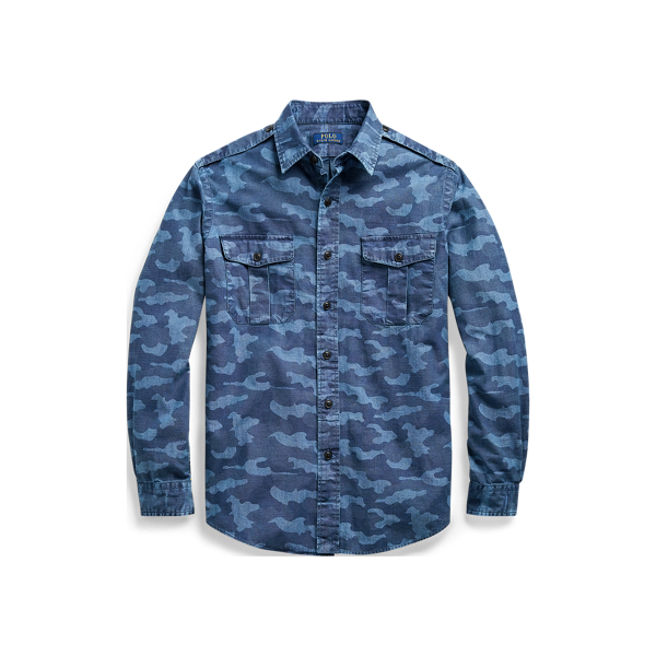 Classic Fit Chambray Workshirt Polo Ralph Lauren in Indigo Camo 2