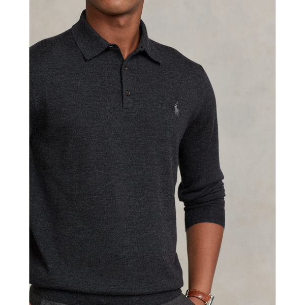 Dark Granite Heather Washable Wool Polo-Collar Jumper Polo Ralph Lauren 7