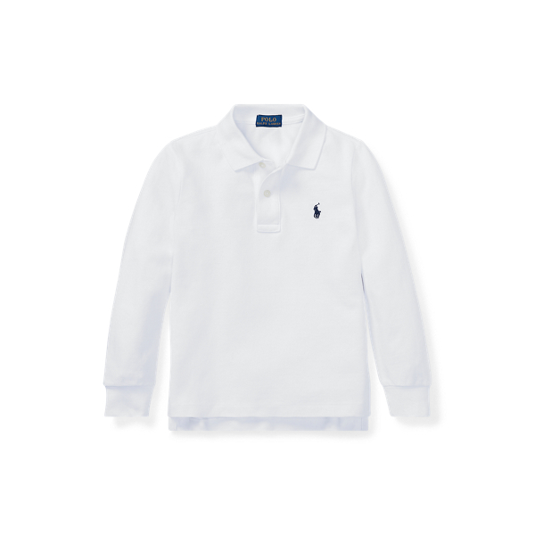 Cotton Mesh Long Sleeve Polo Shirt