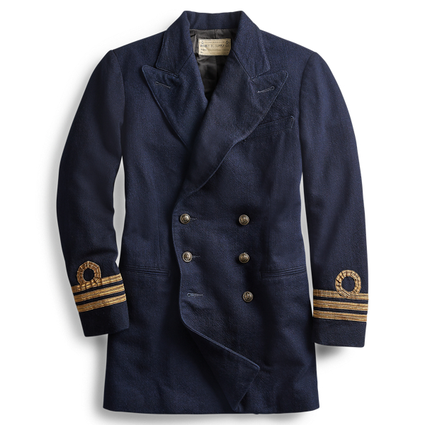 Ralph lauren wool blend officer's coat best sale