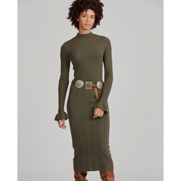 Pointelle Wool Sweater Dress