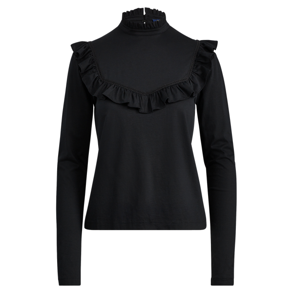 Ruffle-Trim Cotton-Blend Top Polo Ralph Lauren 1