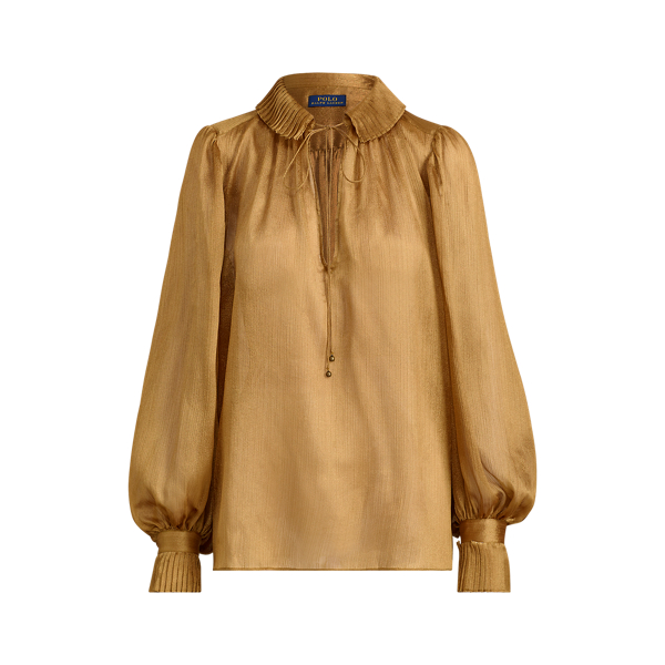 Polo ralph lauren metallic crinkle blouse hotsell