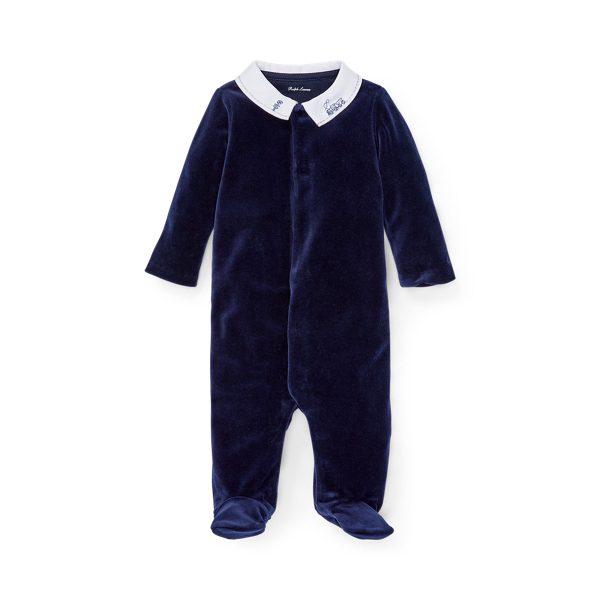 Cotton-Blend-Velour Coverall Baby Boy em 1