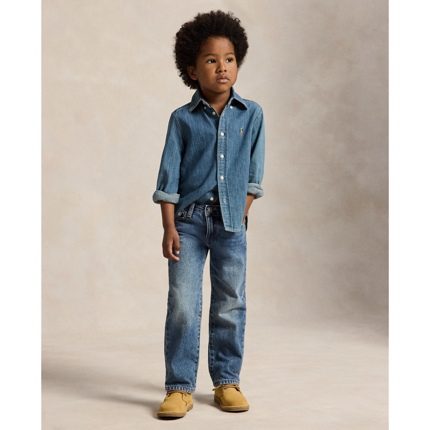 Детская рубашка Ralph Lauren Cotton Denim, цвет: Тёмный синий — фото 2