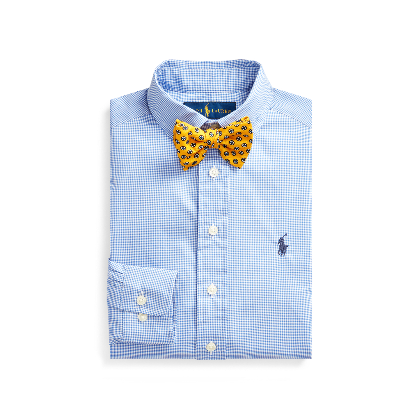 Детская рубашка Ralph Lauren Slim Fit Gingham Cotton Dress Shirt, цвет: Синий разноцветный — фото 1