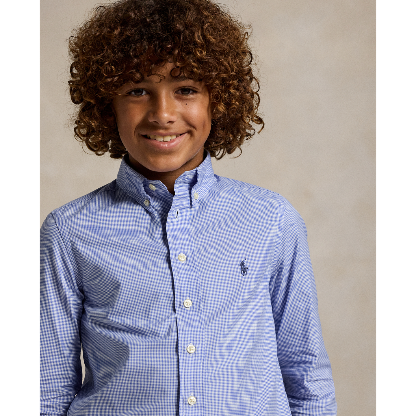 Детская рубашка Ralph Lauren Slim Fit Gingham Cotton Dress Shirt, цвет: Синий разноцветный — фото 3