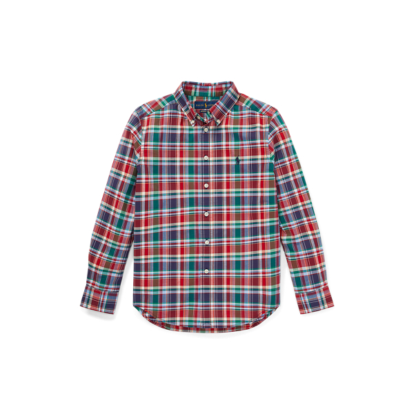 Plaid Stretch Cotton Shirt Boys 6-14 Years 1