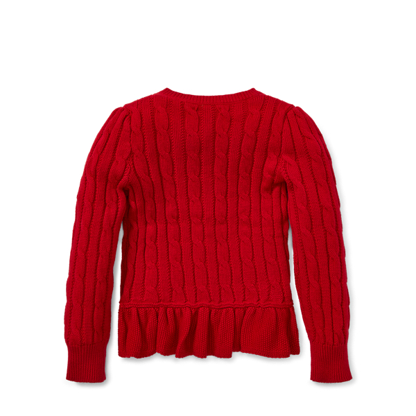 Park Avenue Red Cotton Peplum Cardigan Girls 2-6x 2