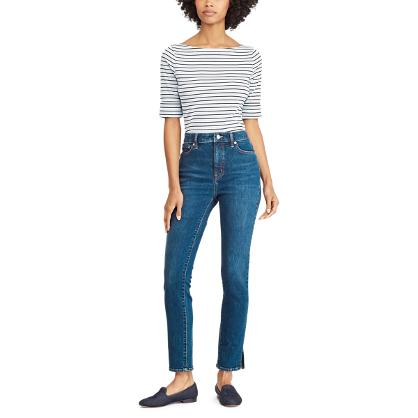 Whisper Blue/Polo Black Cotton Boatneck Top Lauren 3