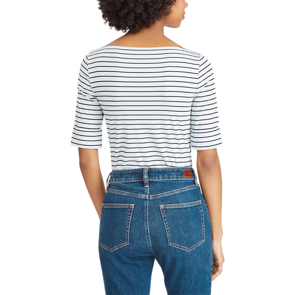 Whisper Blue/Polo Black Cotton Boatneck Top Lauren 5