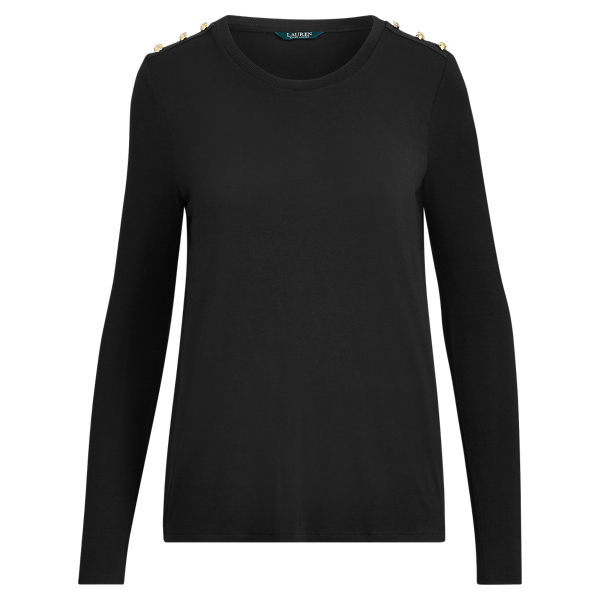 Button-Trim Jersey Top Lauren in 1