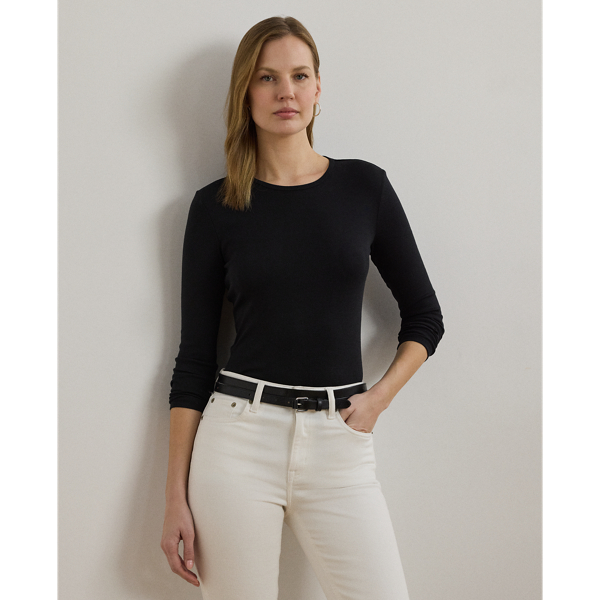 Polo Black Cotton-Blend Long-Sleeve Top Lauren 1