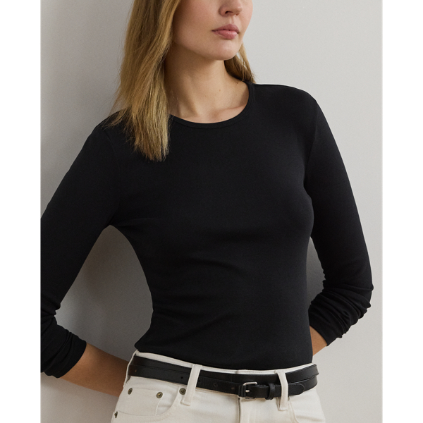 Cotton-Blend Long-Sleeve Top