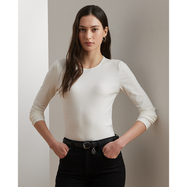 Cotton-Blend Long-Sleeve Top