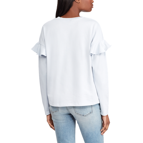 Azure Mist Ruffle-Sleeve Cotton Top Lauren 5