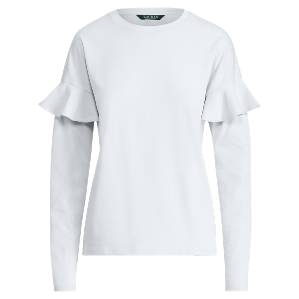 Azure Mist Ruffle-Sleeve Cotton Top Lauren 1